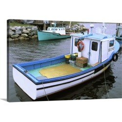 Large Solid-Faced Canvas Print Wall Art Print 30 x 20 entitled Canada, Nova Scotia. Lobster boats