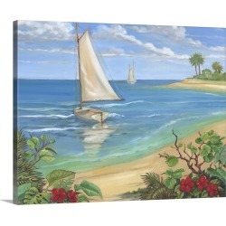 Large Gallery-Wrapped Canvas Wall Art Print 20 x 16 entitled Plantation Key Sailboat