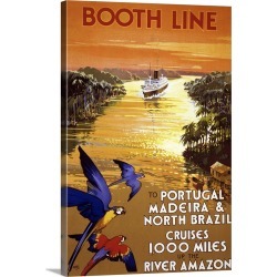 Large Gallery-Wrapped Canvas Wall Art Print 20 x 30 entitled Booth Line - Vintage Travel Advertisement
