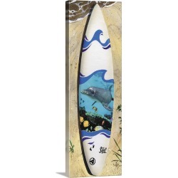 Large Solid-Faced Canvas Print Wall Art Print 16 x 48 entitled Dolphin Board