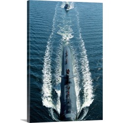 Large Solid-Faced Canvas Print Wall Art Print 24 x 36 entitled An attack submarine cruises into port at Groton, Connecticut found on Bargain Bro Philippines from Great Big Canvas for $264.99