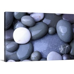 Large Solid-Faced Canvas Print Wall Art Print 30 x 20 entitled Pebbles on beach, Hurlestone Point, Somerset, England