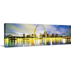 Large Solid-Faced Canvas Print Wall Art Print 48 x 16 entitled Evening St Louis MO