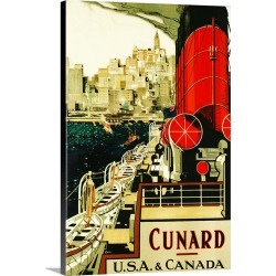 Large Gallery-Wrapped Canvas Wall Art Print 16 x 24 entitled Cunard USA and Canada Poster By C.H.M