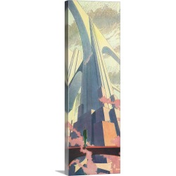 Large Solid-Faced Canvas Print Wall Art Print 12 x 36 entitled Man on Bridge