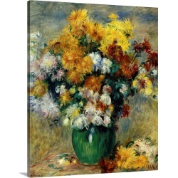 Large Solid-Faced Canvas Print Wall Art Print 24 x 30 entitled Bunch of Chrysanthemums, by 19th century French impressioni...