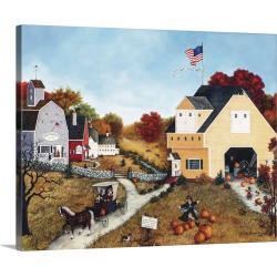 Large Solid-Faced Canvas Print Wall Art Print 30 x 24 entitled Maple Grove Pumpkin Farm