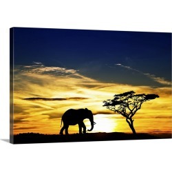 Large Gallery-Wrapped Canvas Wall Art Print 24 x 16 entitled A lone elephant in Africa