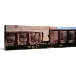 Large Solid-Faced Canvas Print Wall Art Print 48 x 16 entitled Freight Train Chicago IL