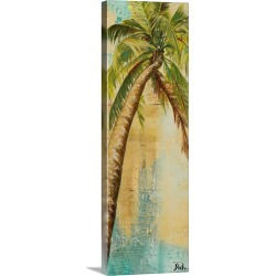 Large Solid-Faced Canvas Print Wall Art Print 16 x 48 entitled Beach Palm Panel II