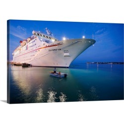Large Gallery-Wrapped Canvas Wall Art Print 24 x 16 entitled Florida, Florida Keys, Key West, Cruise-ship approaching the ...