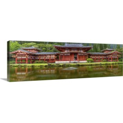 Large Gallery-Wrapped Canvas Wall Art Print 36 x 14 entitled Hawaii, Oahu, Kaneohe. Byodo-in Buddhist temple