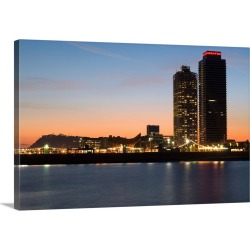 Large Gallery-Wrapped Canvas Wall Art Print 24 x 16 entitled Spain, Catalonia, Barcelona, Mapfre Tower and Arts Tower