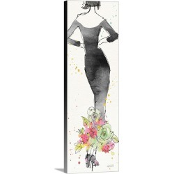 Large Solid-Faced Canvas Print Wall Art Print 12 x 36 entitled Floral Fashion I