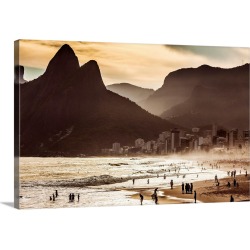 Large Solid-Faced Canvas Print Wall Art Print 30 x 20 entitled Brazil, Rio de Janeiro, Ipanema beach, The beach