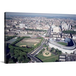 Large Gallery-Wrapped Canvas Wall Art Print 30 x 20 entitled Bird's-eye view of Yankee Stadium in the Bronx, New York City...