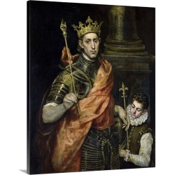 Large Solid-Faced Canvas Print Wall Art Print 24 x 30 entitled St. Louis (1215-70) and his Page, c.1585-90