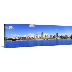 Large Gallery-Wrapped Canvas Wall Art Print 36 x 12 entitled City at the waterfront, Lachine Canal, Montreal, Quebec, Canada