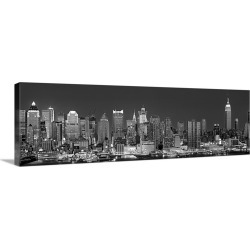 Large Gallery-Wrapped Canvas Wall Art Print 36 x 12 entitled New York, New York City, Panoramic view of the West side skyl...