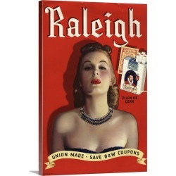 Large Solid-Faced Canvas Print Wall Art Print 20 x 30 entitled Raleigh Cigarettes