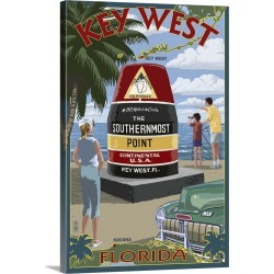 Large Gallery-Wrapped Canvas Wall Art Print 16 x 24 entitled Key West, Florida, Southernmost Point