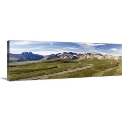 Large Gallery-Wrapped Canvas Wall Art Print 36 x 12 entitled Alaska Range, Denali National Park, Southcentral Alaska, Alaska