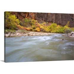 Large Solid-Faced Canvas Print Wall Art Print 30 x 20 entitled Rushing Water Of Virgin River