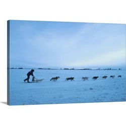 Large Gallery-Wrapped Canvas Wall Art Print 30 x 20 entitled Dog sled team , Canada , North America