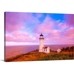 Large Gallery-Wrapped Canvas Wall Art Print 24 x 16 entitled Sunrise North Head Lighthouse, Washington State, Pacific Ocean
