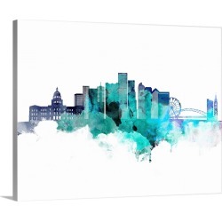 Large Gallery-Wrapped Canvas Wall Art Print 20 x 16 entitled Denver Watercolor Cityscape II