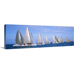 Large Gallery-Wrapped Canvas Wall Art Print 30 x 10 entitled Yachts in the ocean, Key West, Florida