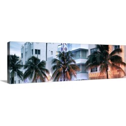 Large Solid-Faced Canvas Print Wall Art Print 48 x 16 entitled Miami Beach Art Deco District