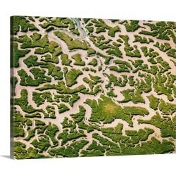 Large Solid-Faced Canvas Print Wall Art Print 30 x 24 entitled Water channels in Medway estuary viewed from air.