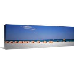 Large Solid-Faced Canvas Print Wall Art Print 48 x 16 entitled Beach Scene Miami FL