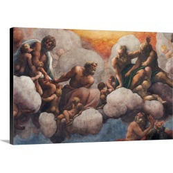 Large Solid-Faced Canvas Print Wall Art Print 30 x 20 entitled Vision of St. John the Evangelist, Evangelists and Doctors ...