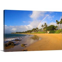 Large Solid-Faced Canvas Print Wall Art Print 30 x 20 entitled Hawaii, Maui, Kihei, Keawakapu Beach