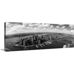 Large Gallery-Wrapped Canvas Wall Art Print 48 x 19 entitled Aerial view of buildings in a city, New York City
