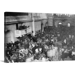 Large Gallery-Wrapped Canvas Wall Art Print 30 x 20 entitled The floor of the New York Stock Exchange in New York City, 1907