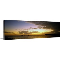 Large Gallery-Wrapped Canvas Wall Art Print 30 x 10 entitled Sea at sunset, Key West, Monroe County, Florida,