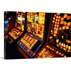 Large Solid-Faced Canvas Print Wall Art Print 30 x 20 entitled Slot machines in a casino