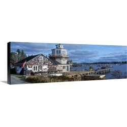 Large Solid-Faced Canvas Print Wall Art Print 48 x 16 entitled Lobster village in New England, Maine