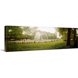 Large Gallery-Wrapped Canvas Wall Art Print 36 x 12 entitled Fountain in a park Prospect Park Brooklyn New York City New Y...