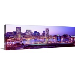Large Solid-Faced Canvas Print Wall Art Print 48 x 16 entitled Inner Harbor Baltimore MD