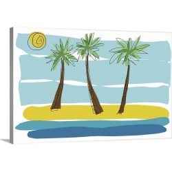 Large Solid-Faced Canvas Print Wall Art Print 30 x 20 entitled Beach Day Palms I