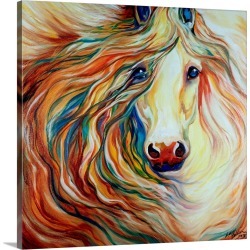 Large Gallery-Wrapped Canvas Wall Art Print 16 x 16 entitled Friendship Equine Abstract