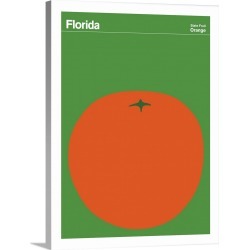 Large Solid-Faced Canvas Print Wall Art Print 30 x 40 entitled State Posters - Florida State Fruit: Orange