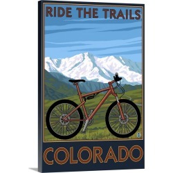 Large Gallery-Wrapped Canvas Wall Art Print 16 x 24 entitled Colorado, Ride the Trails, Mountain Bike