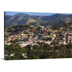 Large Solid-Faced Canvas Print Wall Art Print 30 x 20 entitled Puerto Rico, South Coast, Yauco, elevated town view