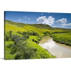 Large Solid-Faced Canvas Print Wall Art Print 30 x 20 entitled Frenchman River In West Block Of Grasslands National Park, ...