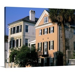 Large Solid-Faced Canvas Print Wall Art Print 30 x 24 entitled Early 19th century town houses, historic centre, Charleston...
